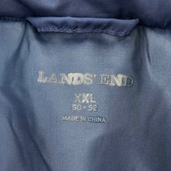 Lands' End XXL Navy Blue Down Puffer Vest With Red Anchor & Zip Closure - Picture 3 of 6